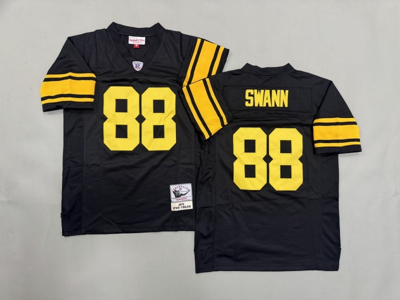 Men 2025 Pittsburgh Steelers #88 Swann black Throwback Limited NFL Jersey style 001